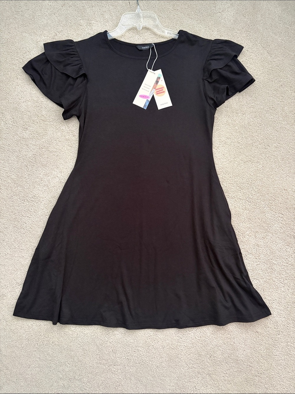 Dokotoo Black Ruffle Sleeve Dress in size large